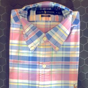 Ralph Lauren Men’s medium multi color Madras shirt